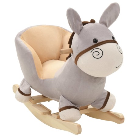 Burro balancín de peluche con respaldo gris 60x32x55 cm by , Rocking and Swinging Toys - Ref: Foro24-80222, Price: 97,31 €, D...