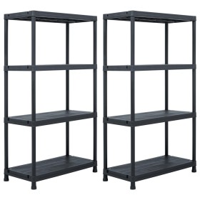 Estantería de plástico 2 unidades 60x30x138 cm negro de , Estanterías industriales - Ref: Foro24-276251, Precio: 75,84 €, Des...