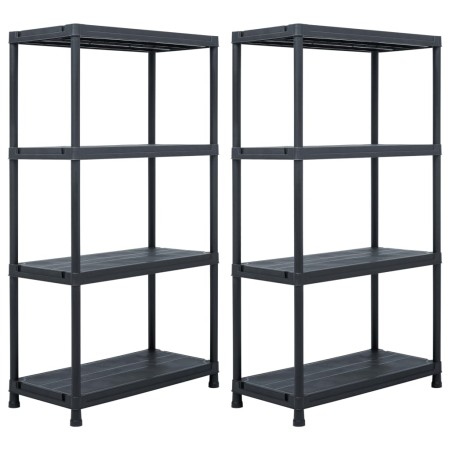 Estantería de plástico 2 unidades 60x30x138 cm negro de , Estanterías industriales - Ref: Foro24-276251, Precio: 71,38 €, Des...