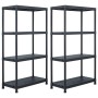 Estantería de plástico 2 unidades 60x30x138 cm negro de , Estanterías industriales - Ref: Foro24-276251, Precio: 71,38 €, Des...