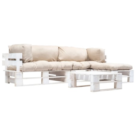Muebles de jardín de palés cojines arena madera verde 4 uds de , Conjuntos de jardín - Ref: Foro24-277392, Precio: 401,03 €, ...