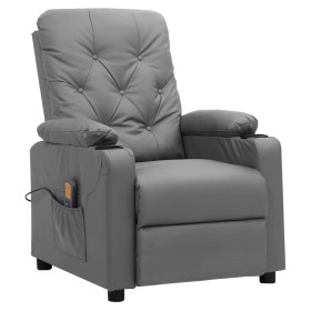 Sillón de masaje de cuero sintético gris