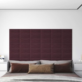 Paneles de pared 12 uds tela morado 30x15 cm 0,54 m² by , Wall covering - Ref: Foro24-343766, Price: 20,85 €, Discount: %