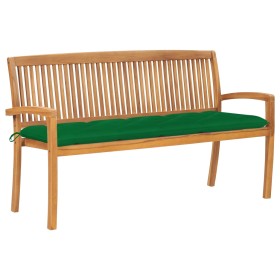 Banco de jardín apilable con cojín madera de teca 159 cm by , garden benches - Ref: Foro24-3063326, Price: 254,31 €, Discount: %