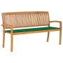 Banco de jardín apilable con cojín madera maciza teca 159 cm by , garden benches - Ref: Foro24-3063311, Price: 247,36 €, Disc...