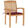 Sillas de jardín 2 uds madera de teca con cojines rojo tinto | Foro24.es | Tu tienda online para hogar, jardín y más Foro24.es