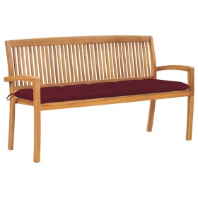 Banco de jardín apilable y cojín madera maciza de teca 159 cm by , garden benches - Ref: Foro24-3063330, Price: 265,68 €, Dis...