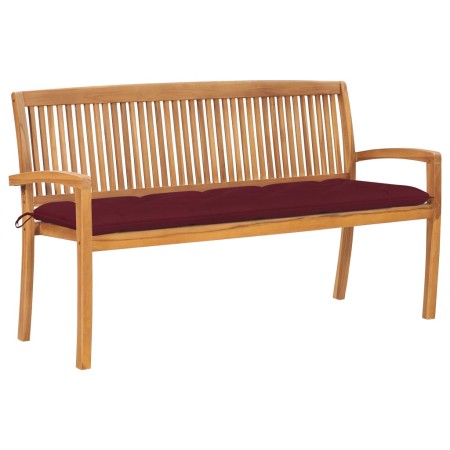 Banco de jardín apilable y cojín madera maciza de teca 159 cm by , garden benches - Ref: Foro24-3063330, Price: 244,84 €, Dis...