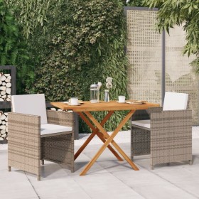 Set de comedor de jardín 3 piezas con cojines beige