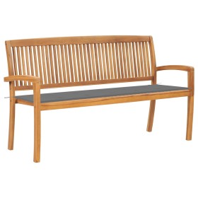Banco de jardín apilable con cojín madera maciza teca 159 cm by , garden benches - Ref: Foro24-3063307, Price: 251,03 €, Disc...
