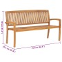 Banco de jardín apilable con cojín madera maciza teca 159 cm by , garden benches - Ref: Foro24-3063307, Price: 235,73 €, Disc...