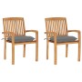 Sillas de jardín 2 uds madera maciza de teca con cojines grises von , Gartenstühle - Ref: Foro24-3063268, Preis: 249,84 €, Ra...