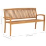 Banco de jardín apilable con cojín madera maciza de teca 159 cm | Foro24.es | Tu tienda online para hogar, jardín y más Foro24.es