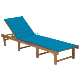 Tumbona plegable con cojín madera maciza de acacia de , Tumbonas - Ref: Foro24-3064168, Precio: 222,34 €, Descuento: %
