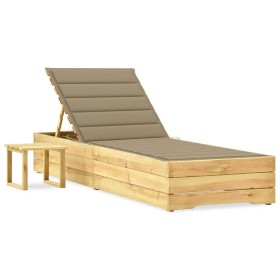 Tumbona de jardín con mesa y cojín de madera de pino impregnada by , Loungers - Ref: Foro24-3065927, Price: 157,17 €, Discoun...
