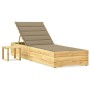 Tumbona de jardín con mesa y cojín de madera de pino impregnada by , Loungers - Ref: Foro24-3065927, Price: 157,17 €, Discoun...