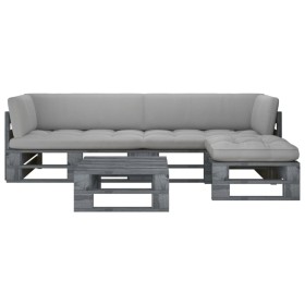 Muebles de palets 4 pzas y cojines madera pino impregnada gris by , Garden sets - Ref: Foro24-3066771, Price: 363,21 €, Disco...