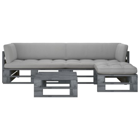 Muebles de palets 4 pzas y cojines madera pino impregnada gris by , Garden sets - Ref: Foro24-3066771, Price: 363,21 €, Disco...
