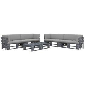 Muebles de palets 6 pzas y cojines madera pino impregnada gris by , Garden sets - Ref: Foro24-3066987, Price: 658,41 €, Disco...
