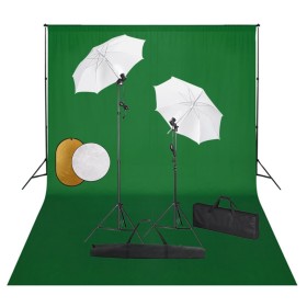 Kit estudio fotográfico lámparas sombrillas fondo y reflector de , Flashes e iluminaciones de estudio - Ref: Foro24-3067073, ...