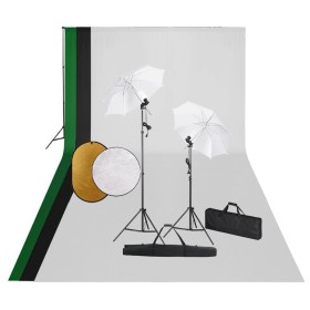 Kit de estudio fotográfico con lámparas, fondo y reflector de , Flashes e iluminaciones de estudio - Ref: Foro24-3067117, Pre...