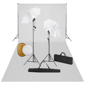 Kit estudio fotográfico lámparas sombrillas fondo y reflector de , Flashes e iluminaciones de estudio - Ref: Foro24-3067078, ...