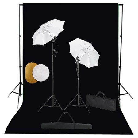 Kit estudio fotográfico lámparas sombrillas fondo y reflector de , Flashes e iluminaciones de estudio - Ref: Foro24-3067071, ...