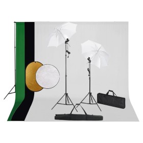 Kit estudio fotografía lámparas, sombrillas, fondo y reflector de , Flashes e iluminaciones de estudio - Ref: Foro24-3067115,...