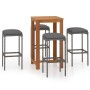 Set de bar para jardín 5 piezas y cojines ratán sintético gris de , Conjuntos de jardín - Ref: Foro24-3067983, Precio: 265,27...