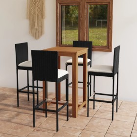 Conjunto de bar para jardín 5 piezas con cojines negro de , Conjuntos de jardín - Ref: Foro24-3067976, Precio: 443,51 €, Desc...