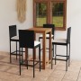 Conjunto de bar para jardín 5 piezas con cojines negro by , Garden sets - Ref: Foro24-3067976, Price: 443,51 €, Discount: %