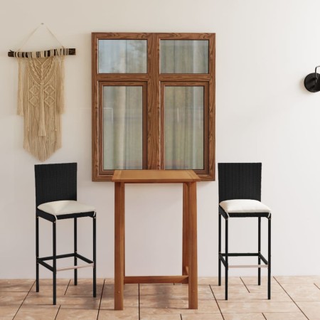 Conjunto de bar para jardín 3 piezas con cojines negro by , Garden sets - Ref: Foro24-3067974, Price: 317,19 €, Discount: %