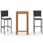 Conjunto de bar para jardín 3 piezas con cojines negro by , Garden sets - Ref: Foro24-3067974, Price: 317,19 €, Discount: %