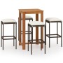 Set de bar para jardín 5 piezas y cojines ratán sintético marrón von , Gartensets - Ref: Foro24-3067981, Preis: 265,82 €, Rab...