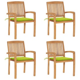Sillas de jardín apilables 4 uds madera de teca con cojines von , Gartenstühle - Ref: Foro24-3073221, Preis: 418,28 €, Rabatt: %