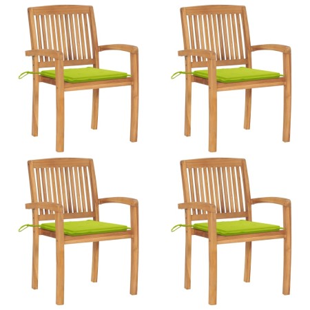 Sillas de jardín apilables 4 uds madera de teca con cojines von , Gartenstühle - Ref: Foro24-3073221, Preis: 418,28 €, Rabatt: %
