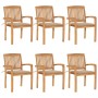 Sillas de jardín apilables 6 uds madera de teca con cojines de , Sillas de jardín - Ref: Foro24-3073228, Precio: 644,17 €, De...