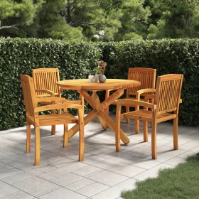 Juego de comedor para jardín 5 piezas madera maciza de teca von , Gartensets - Ref: Foro24-3073202, Preis: 807,75 €, Rabatt: %