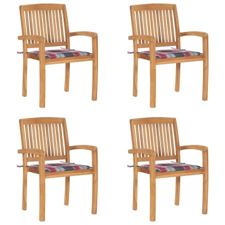 Sillas de jardín apilables 4 uds madera de teca con cojines von , Gartenstühle - Ref: Foro24-3073223, Preis: 419,94 €, Rabatt: %
