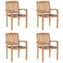 Sillas de jardín apilables 4 uds madera de teca con cojines von , Gartenstühle - Ref: Foro24-3073223, Preis: 419,94 €, Rabatt: %