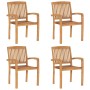 Sillas de jardín apilables 4 uds madera de teca con cojines von , Gartenstühle - Ref: Foro24-3073223, Preis: 419,94 €, Rabatt: %