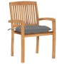 Sillas de jardín apilables 4 uds madera de teca con cojines de , Sillas de jardín - Ref: Foro24-3073256, Precio: 426,88 €, De...