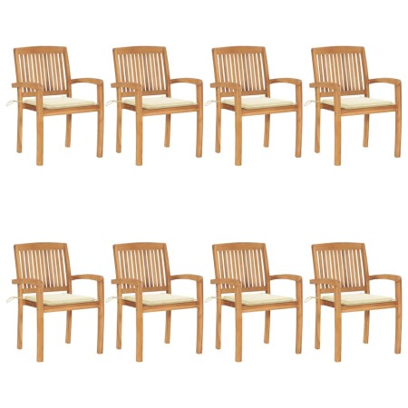 Sillas de jardín apilables 8 uds madera de teca con cojines by , Garden chairs - Ref: Foro24-3073242, Price: 906,00 €, Discou...