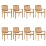 Sillas de jardín apilables 8 uds madera de teca con cojines by , Garden chairs - Ref: Foro24-3073242, Price: 906,00 €, Discou...