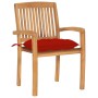 Sillas de jardín apilables 4 uds madera de teca con cojines by , Garden chairs - Ref: Foro24-3073261, Price: 426,88 €, Discou...
