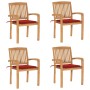 Sillas de jardín apilables 4 uds madera de teca con cojines von , Gartenstühle - Ref: Foro24-3073216, Preis: 431,61 €, Rabatt: %