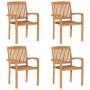 Sillas de jardín apilables 4 uds madera de teca con cojines von , Gartenstühle - Ref: Foro24-3073216, Preis: 431,61 €, Rabatt: %