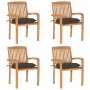 Sillas de jardín apilables 4 uds madera de teca con cojines by , Garden chairs - Ref: Foro24-3073263, Price: 426,88 €, Discou...