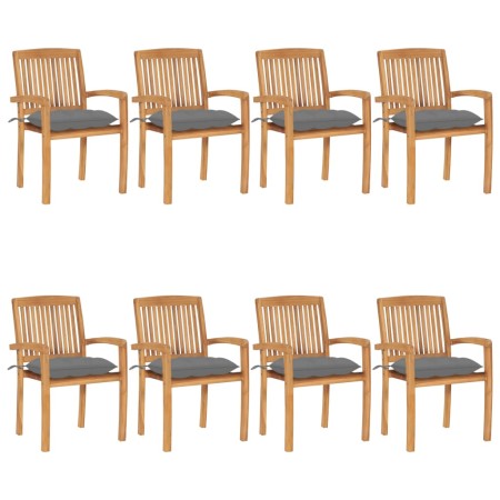 Sillas de jardín apilables 8 uds madera de teca con cojines von , Gartenstühle - Ref: Foro24-3073280, Preis: 901,96 €, Rabatt: %