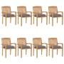 Sillas de jardín apilables 8 uds madera de teca con cojines von , Gartenstühle - Ref: Foro24-3073280, Preis: 901,96 €, Rabatt: %